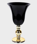 Vaso Vidro Preto Pé Dourado