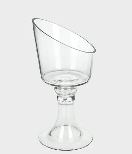 Vaso De Vidro Decor Com Pé (Transparente)