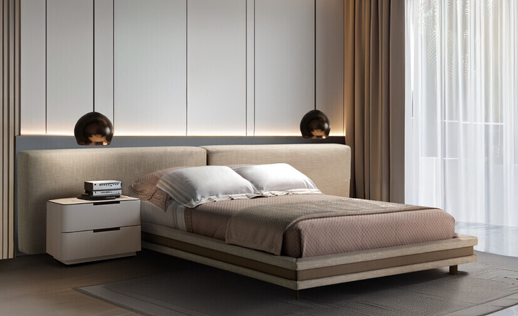 Cama Maui Estofada em Madeira Maciça | Elegância e Conforto | Davi Decor