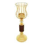 Castiçal Metal Vidro Dourado