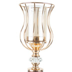 Castiçal Metal Vidro Dourado