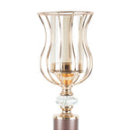 Castiçal Metal Vidro Dourado 51cm
