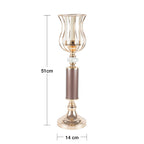 Castiçal Metal Vidro Dourado 51cm