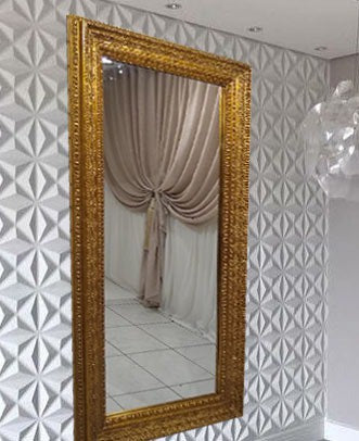 Espelho Corpo Inteiro Com Moldura Dourado