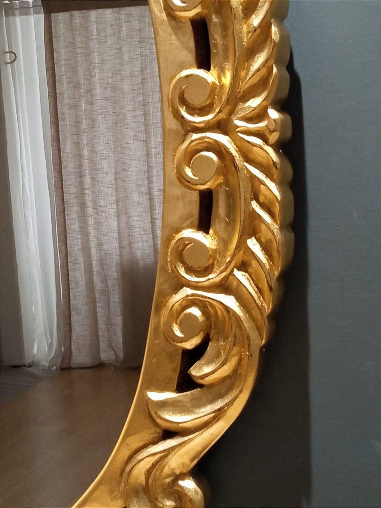 Espelho Parede Detalhe Dourado