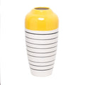 Vaso Decorativo Cerâmica Branco Amarelo