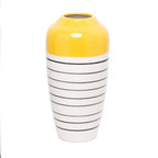 Vaso Decorativo Cerâmica Branco Amarelo