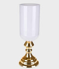 Vaso Vidro Branco Pé Dourado