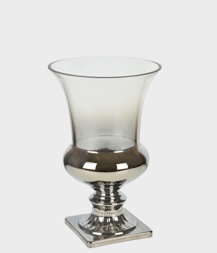 Vaso De Vidro Roma 26 Cm Cinza