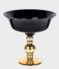 Vaso Vidro Preto Com Pé Dourado