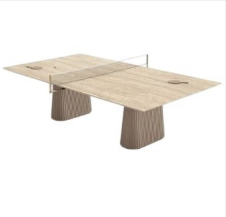Mesa Sete Mares – Mesa de Jantar e Tênis de Mesa com Tampo em Travertino Romano