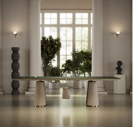 Mesa Sete Mares – Mesa de Jantar e Tênis de Mesa com Tampo em Travertino Romano