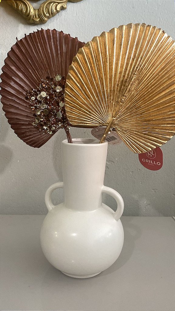 Vaso Com Alça Cerâmica OffWhite